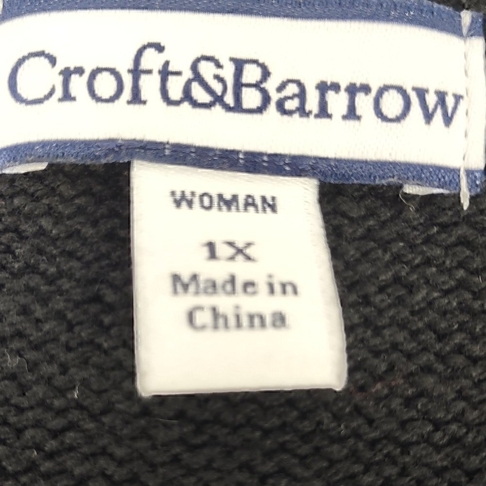 Croft & Barrow Black Cotton Blend Open Front Cardigan Long Sleeve Sweater Sze 1X - Picture 12 of 14
